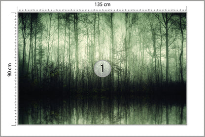 Fototapeta Las Drzewa Woda 135 × 90 cm – podgląd kadru