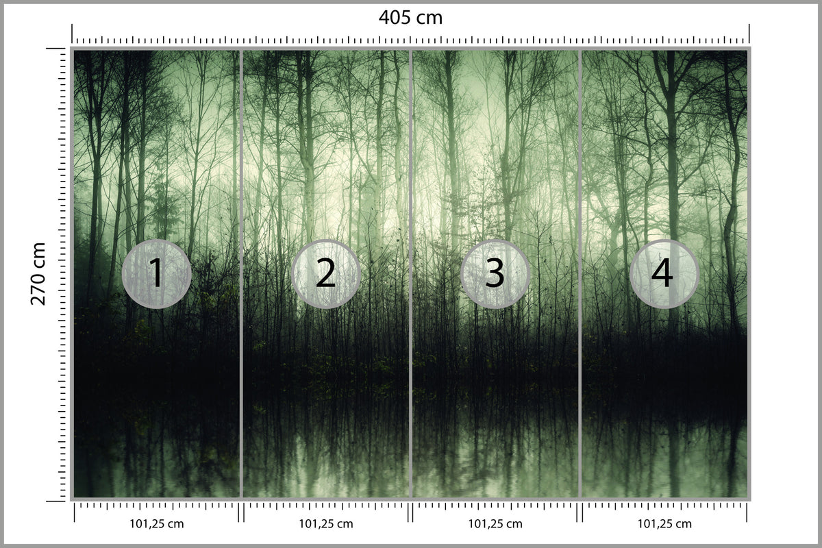 Fototapeta Las Drzewa Woda 405 × 270 cm – podgląd kadru