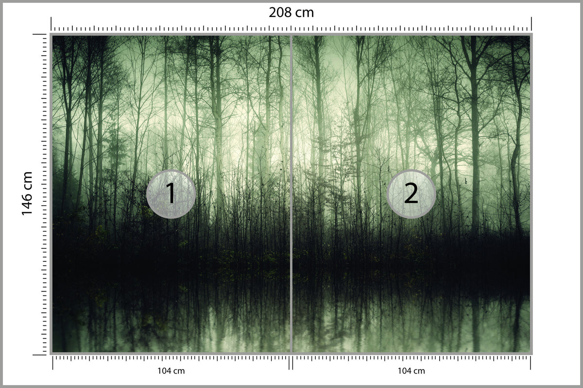Fototapeta Las Drzewa Woda 208 × 146 cm – podgląd kadru