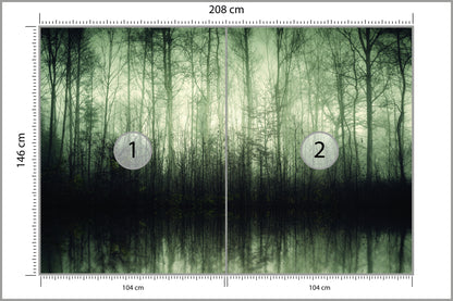 Fototapeta Las Drzewa Woda 208 × 146 cm – podgląd kadru
