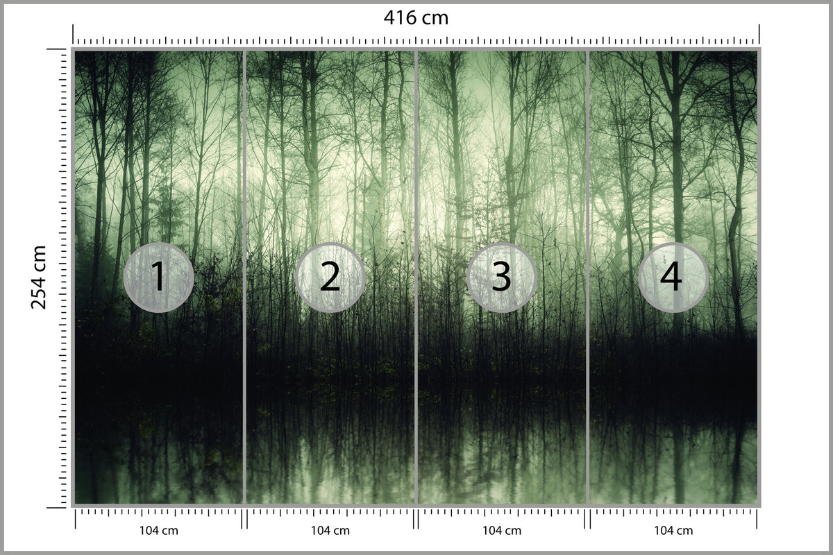Fototapeta Las Drzewa Woda 416 × 254 cm – podgląd kadru