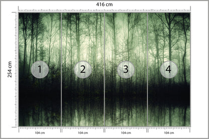 Fototapeta Las Drzewa Woda 416 × 254 cm – podgląd kadru