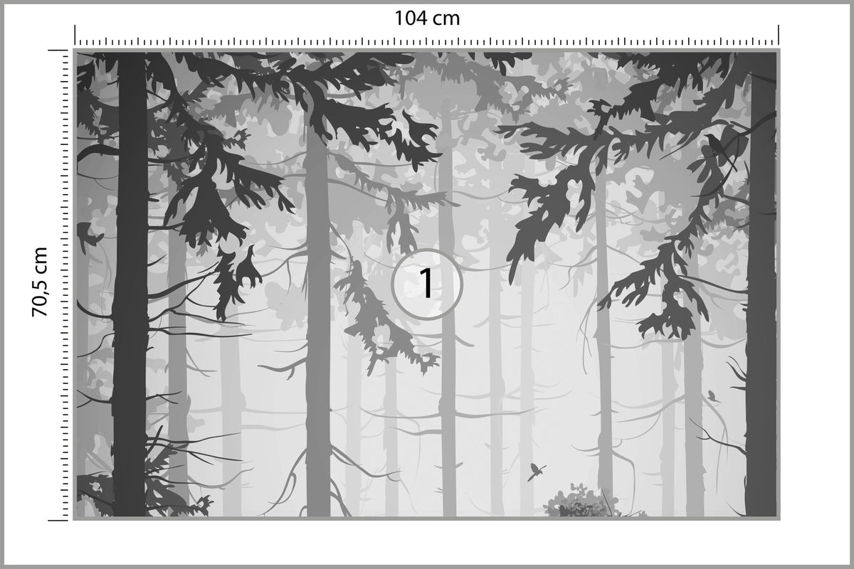 Fototapeta Las Drzewa Czarno-Biały 104 × 70,5 cm – podgląd kadru