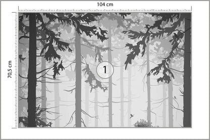 Fototapeta Las Drzewa Czarno-Biały 104 × 70,5 cm – podgląd kadru