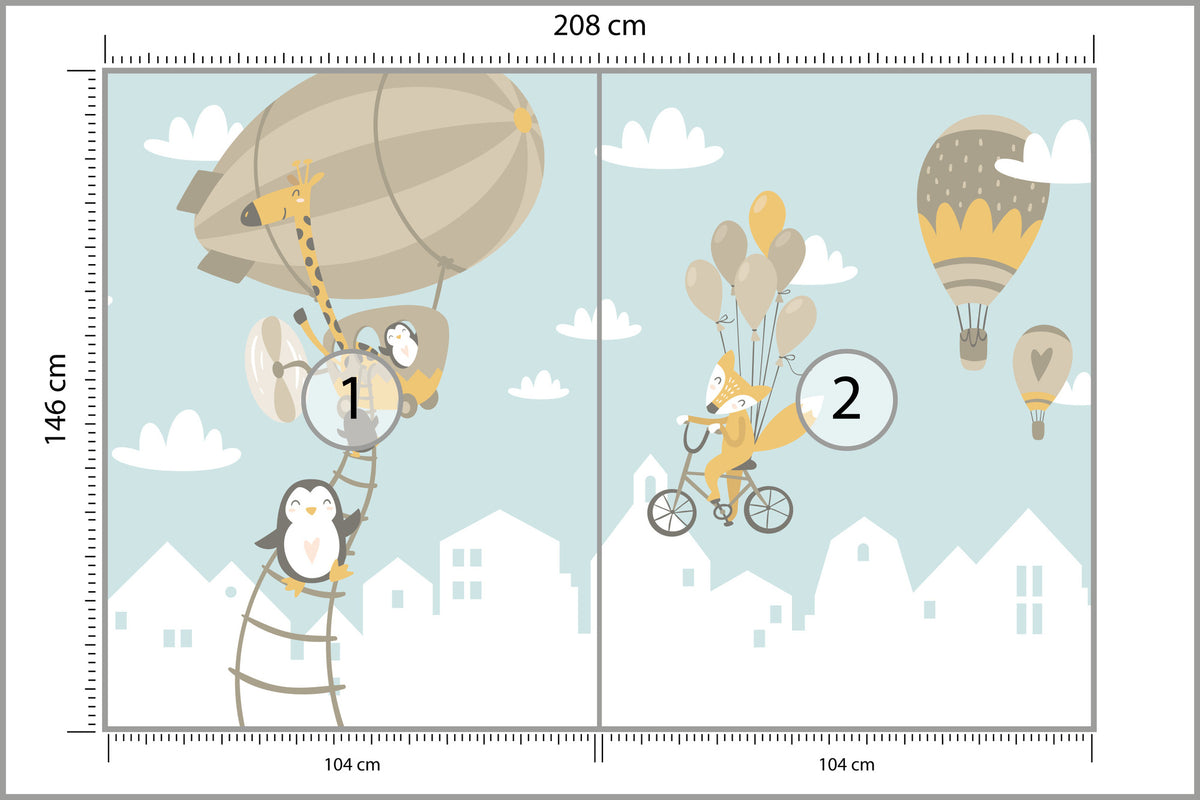 Fototapeta Latające Zwierzątka 208 × 146 cm – podgląd kadru