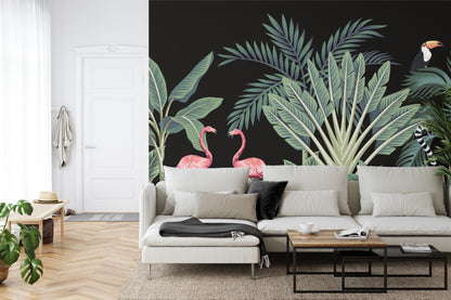 Fototapeta Egzotyczne Zwierzęta Wśród Palm – aranżacja wnętrza