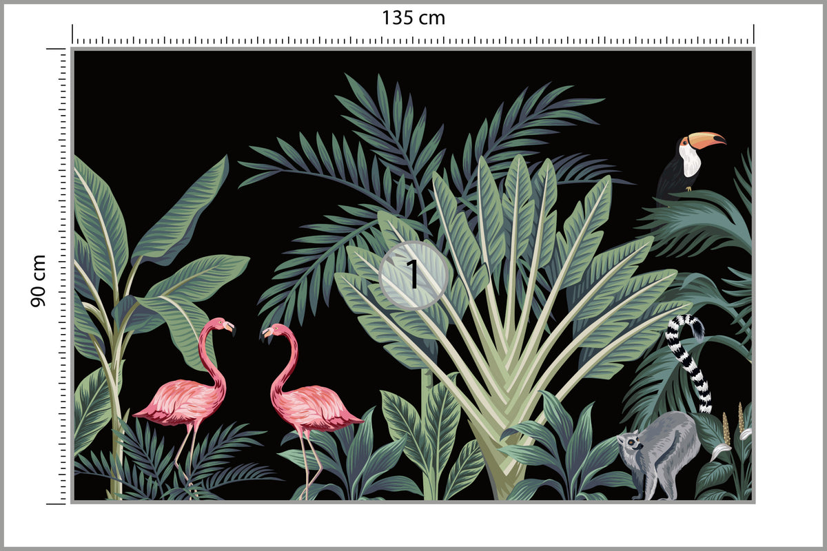 Fototapeta Egzotyczne Zwierzęta Wśród Palm 135 × 90 cm – podgląd kadru
