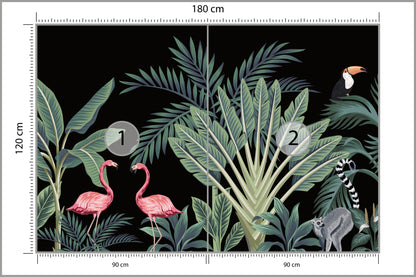 Fototapeta Egzotyczne Zwierzęta Wśród Palm 180 × 120 cm – podgląd kadru