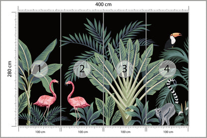 Fototapeta Egzotyczne Zwierzęta Wśród Palm 400 × 280 cm – podgląd kadru