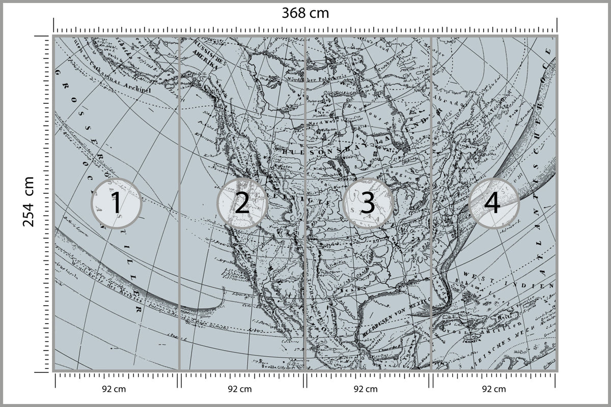 Fototapeta Stara Mapa 368 × 254 cm – podgląd kadru