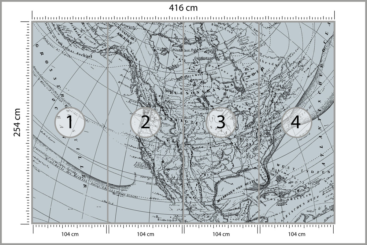 Fototapeta Stara Mapa 416 × 254 cm – podgląd kadru