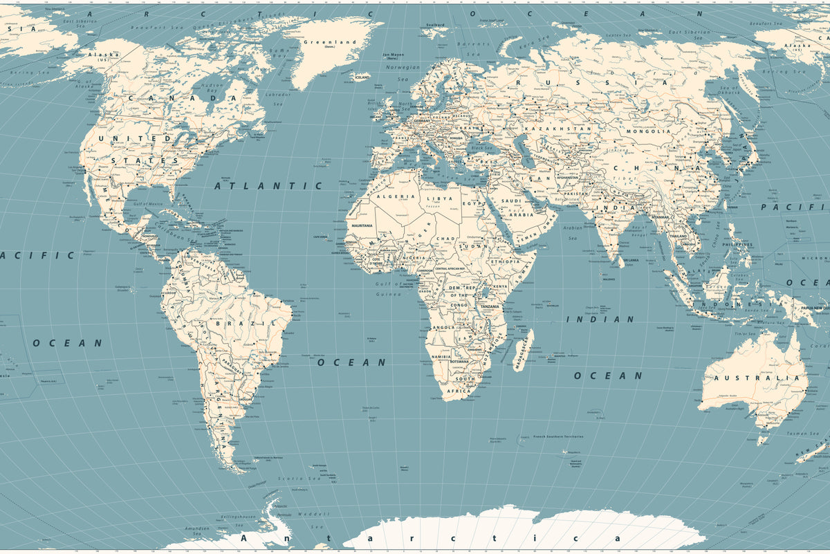 Fototapeta Mapa Świata Na Morskim Tle – wzór