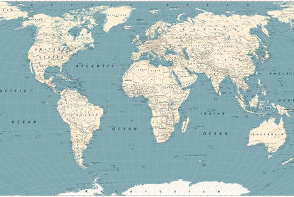 Fototapeta Mapa Świata Na Morskim Tle – wzór