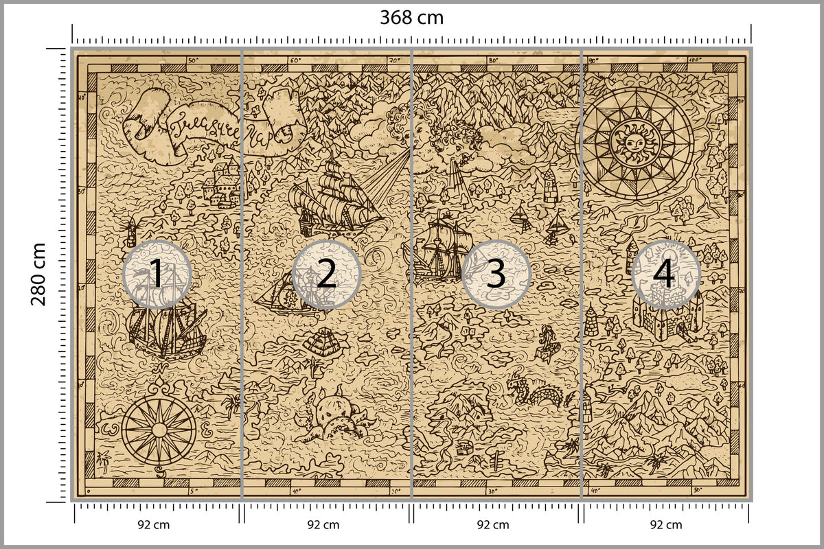 Fototapeta Mapa Skarbów 368 × 280 cm – podgląd kadru