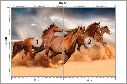 Fototapeta Konie Biegnące Po Pustyni 180 × 120 cm – podgląd kadru