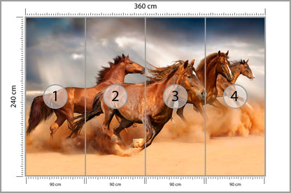 Fototapeta Konie Biegnące Po Pustyni 360 × 240 cm – podgląd kadru