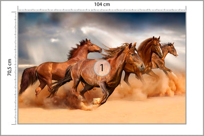Fototapeta Konie Biegnące Po Pustyni 104 × 70,5 cm – podgląd kadru