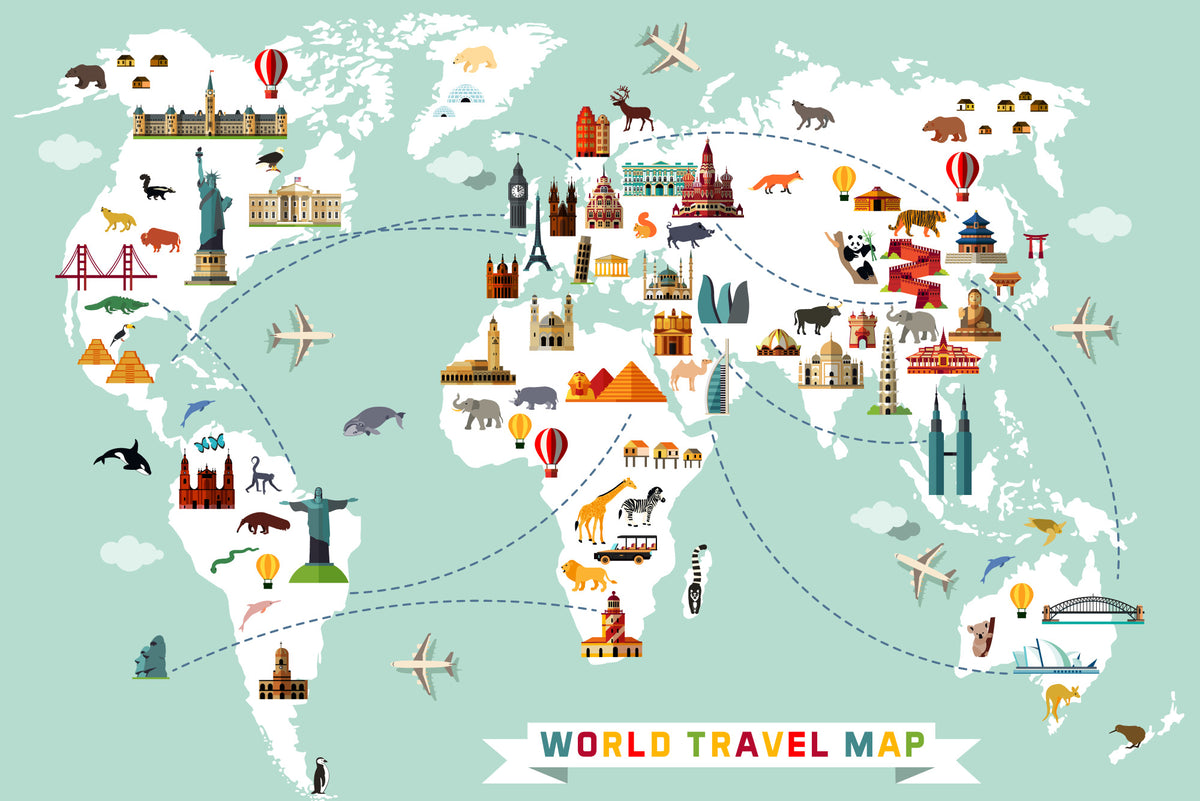 Fototapeta Mapa Dla Dzieci Podróżnicza – wzór
