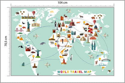 Fototapeta Mapa Dla Dzieci Podróżnicza 104 × 70,5 cm – podgląd kadru