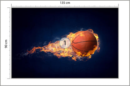 Fototapeta Płonąca Piłka Koszykowa 135 × 90 cm – podgląd kadru