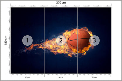 Fototapeta Płonąca Piłka Koszykowa 270 × 180 cm – podgląd kadru