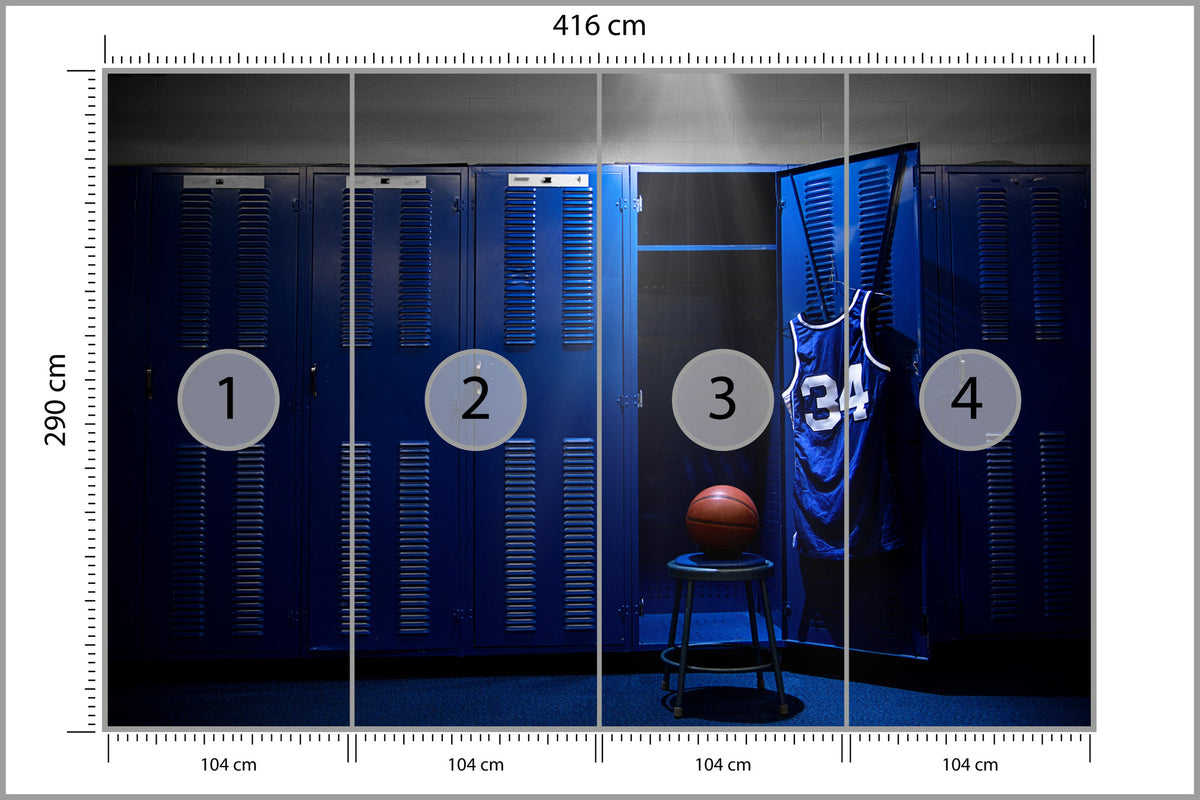 Fototapeta Szatnia Drużyny Koszykówki 416 × 290 cm – podgląd kadru