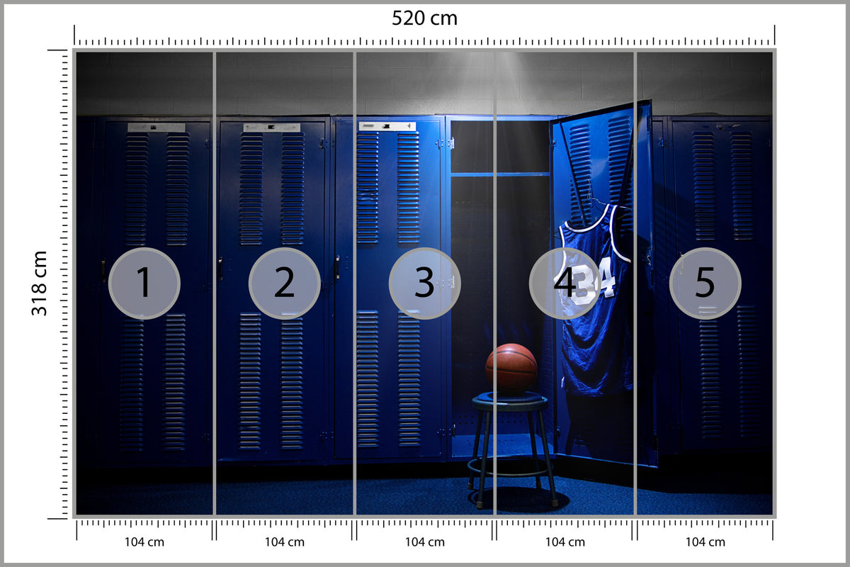 Fototapeta Szatnia Drużyny Koszykówki 520 × 318 cm – podgląd kadru