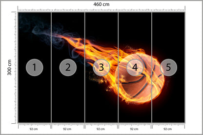 Fototapeta Ognista Piłka Koszykowa 460 × 300 cm – podgląd kadru