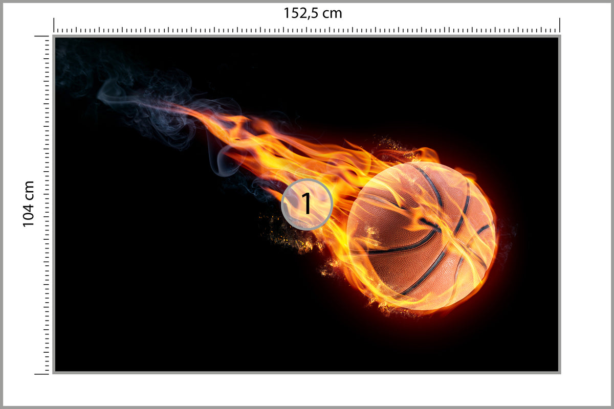 Fototapeta Ognista Piłka Koszykowa 152,5 × 104 cm – podgląd kadru