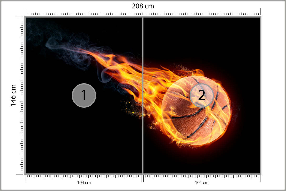 Fototapeta Ognista Piłka Koszykowa 208 × 146 cm – podgląd kadru