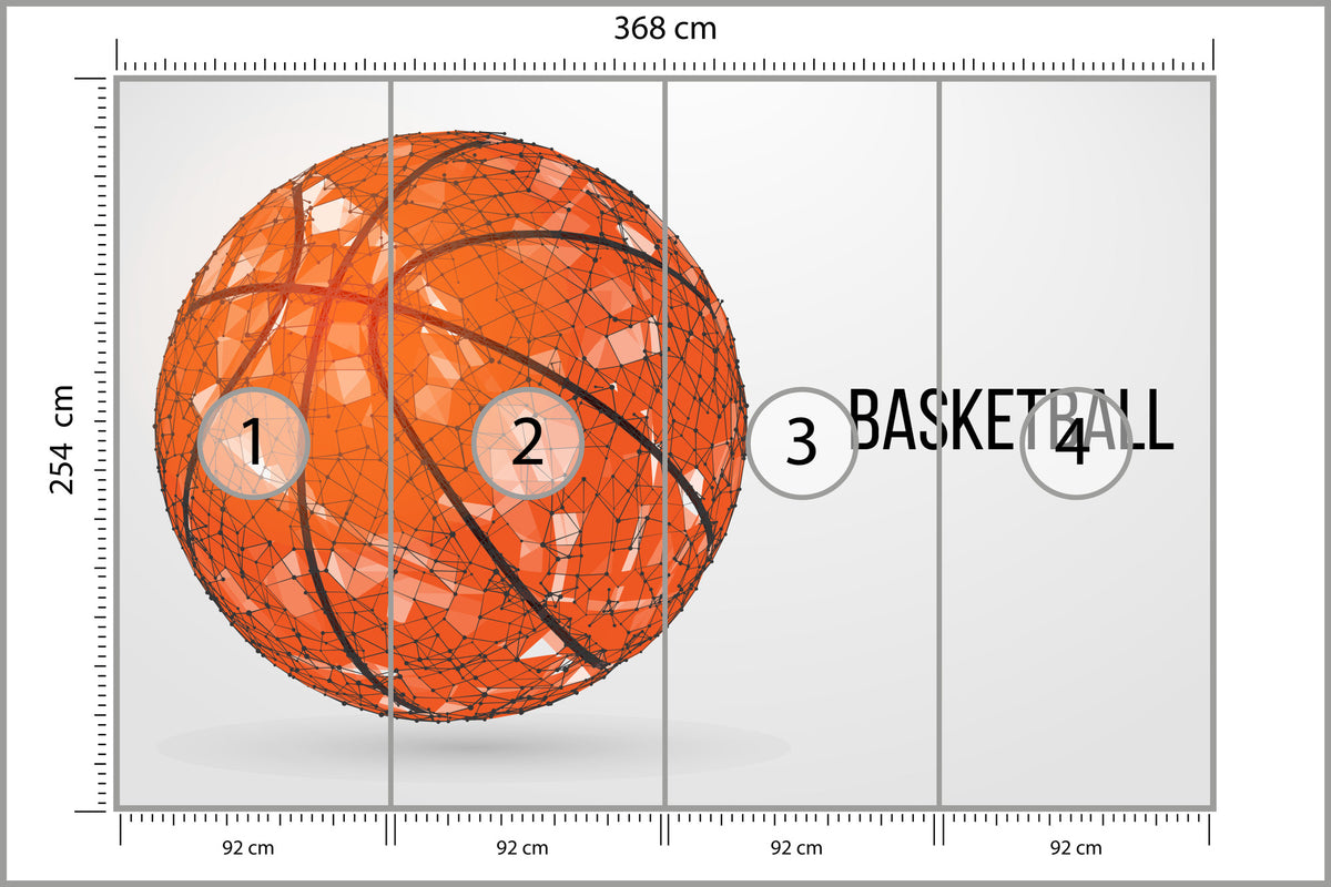 Fototapeta Geometryczna Piłka Koszykowa 368 × 254 cm – podgląd kadru