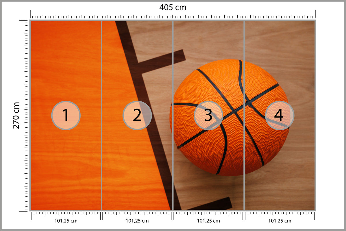 Fototapeta Piłka Koszykowa Na Boisku 405 × 270 cm – podgląd kadru