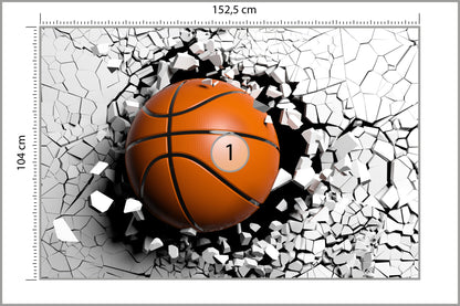 Fototapeta Piłka Koszykowa Niszcząca Mur 152,5 × 104 cm – podgląd kadru