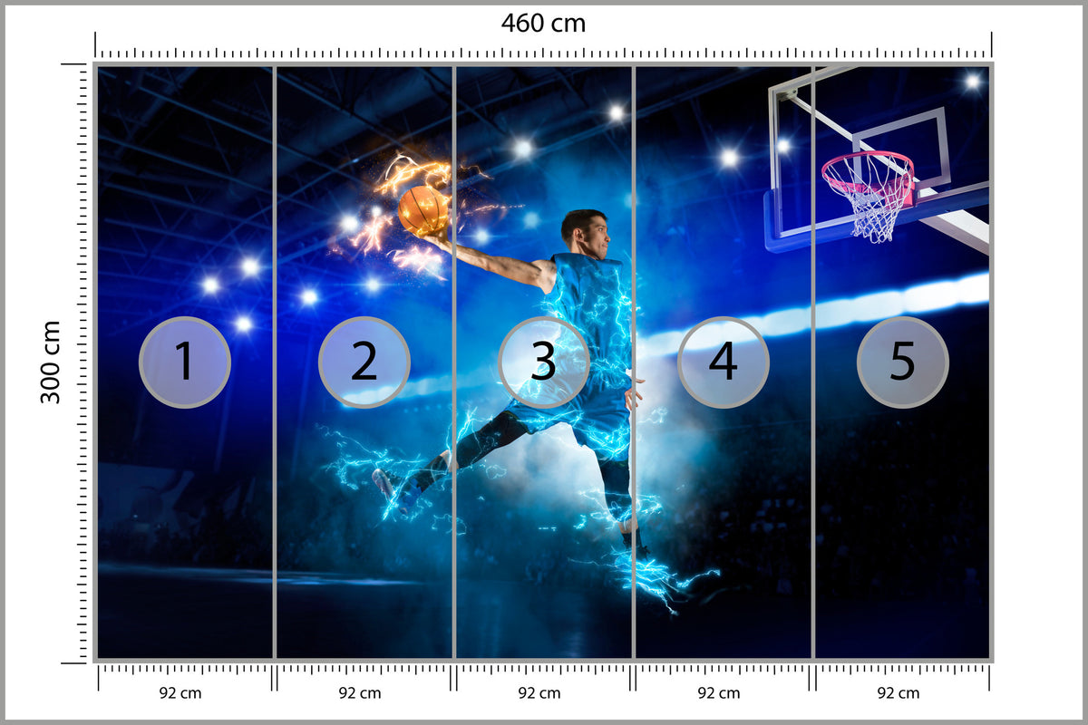 Fototapeta Płonący Koszykarz 460 × 300 cm – podgląd kadru