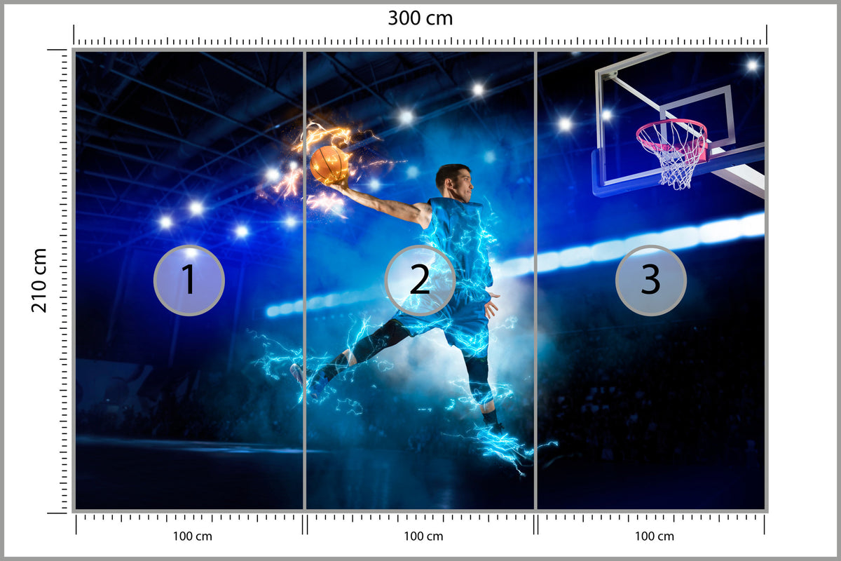 Fototapeta Płonący Koszykarz 300 × 210 cm – podgląd kadru