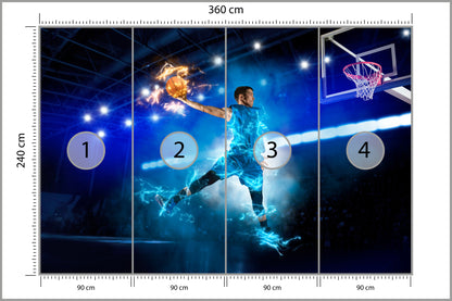 Fototapeta Płonący Koszykarz 360 × 240 cm – podgląd kadru