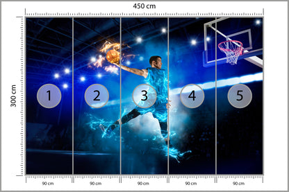 Fototapeta Płonący Koszykarz 450 × 300 cm – podgląd kadru