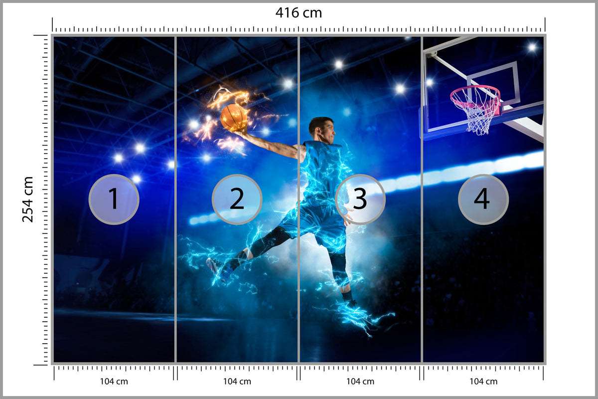 Fototapeta Płonący Koszykarz 416 × 254 cm – podgląd kadru