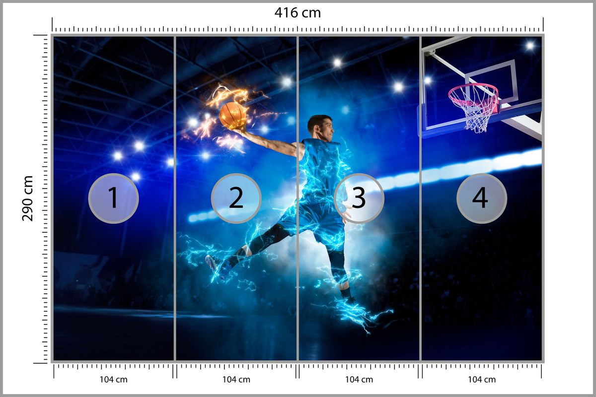 Fototapeta Płonący Koszykarz 416 × 290 cm – podgląd kadru