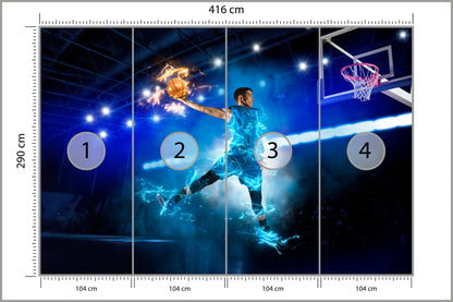 Fototapeta Płonący Koszykarz 416 × 290 cm – podgląd kadru