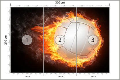 Fototapeta Piłka Siatkowa W Płomieniach 300 × 210 cm – podgląd kadru