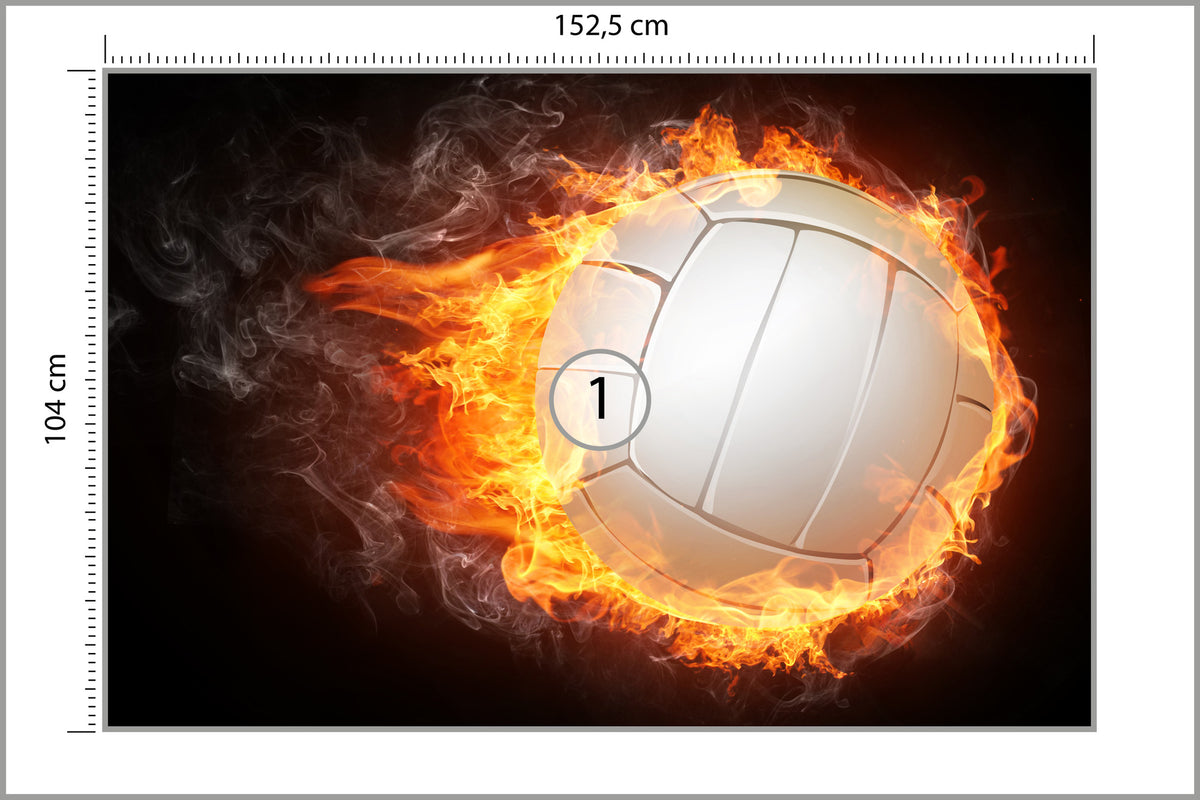 Fototapeta Piłka Siatkowa W Płomieniach 152,5 × 104 cm – podgląd kadru
