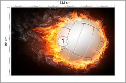 Fototapeta Piłka Siatkowa W Płomieniach 152,5 × 104 cm – podgląd kadru