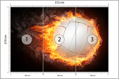 Fototapeta Piłka Siatkowa W Płomieniach 312 × 219 cm – podgląd kadru