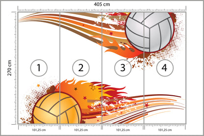 Fototapeta Dwie Płonące Piłki Siatkowe 405 × 270 cm – podgląd kadru