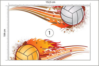 Fototapeta Dwie Płonące Piłki Siatkowe 152,5 × 104 cm – podgląd kadru
