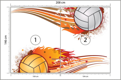 Fototapeta Dwie Płonące Piłki Siatkowe 208 × 146 cm – podgląd kadru