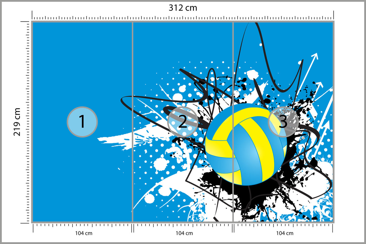 Fototapeta Piłka Siatkowa Na Tle Abstrakcyjnych Wzorów 312 × 219 cm – podgląd kadru