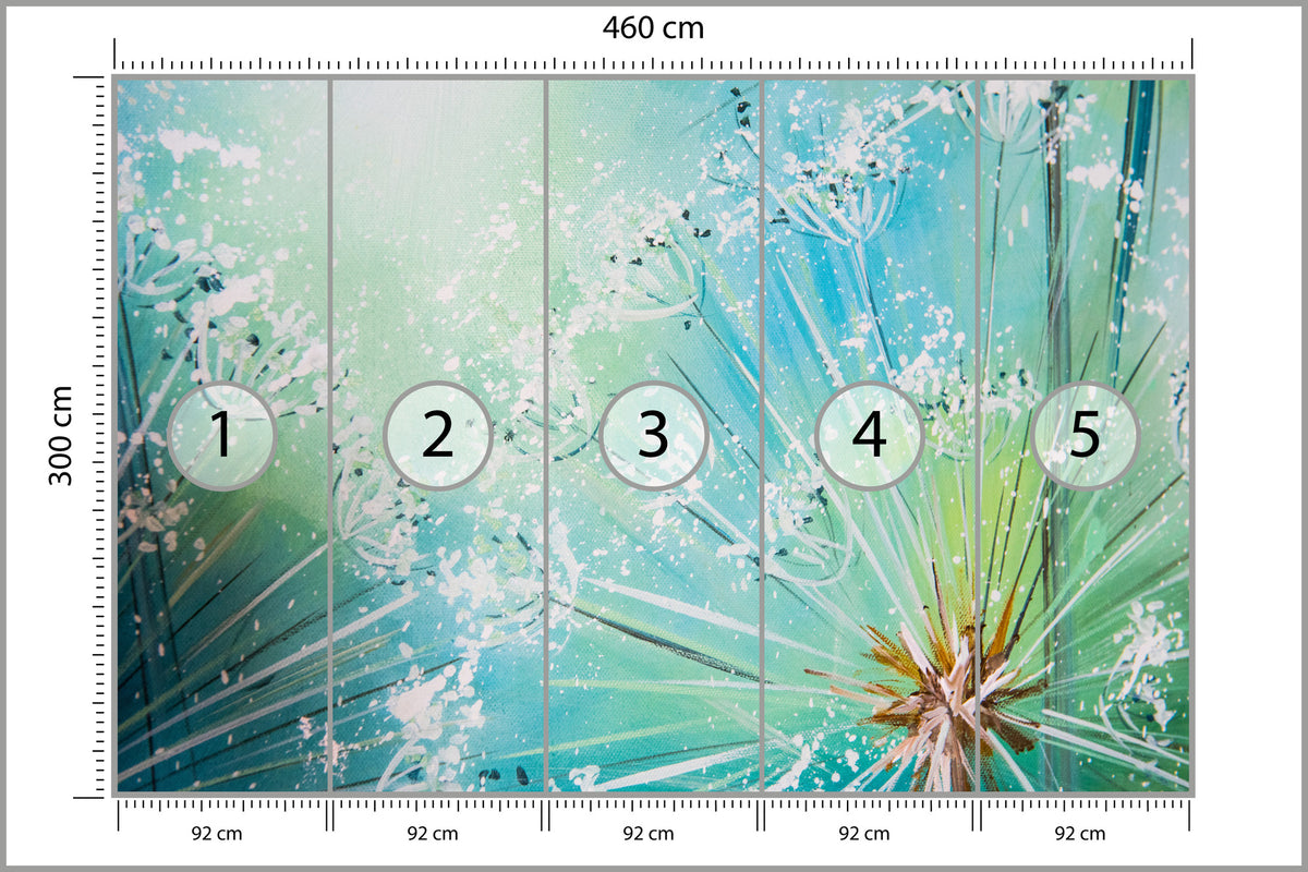 Fototapeta Nasiona Dmuchawca Turkusowe Makro 460 × 300 cm – podgląd kadru