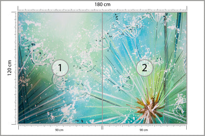 Fototapeta Nasiona Dmuchawca Turkusowe Makro 180 × 120 cm – podgląd kadru